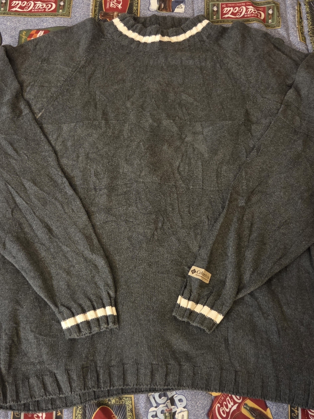 Columbia Men's Charcoal Crewneck Sweater with Contrast Trim